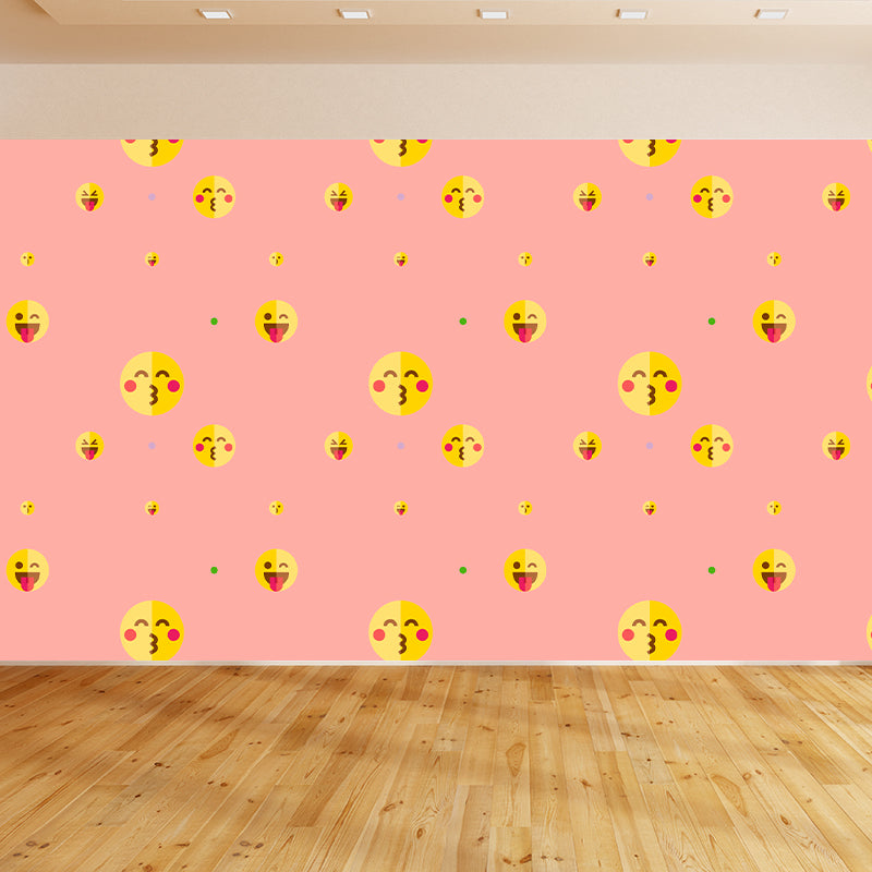 Stain Resistant Mural Cartoon Emoji Illustration Living Room Wall Mural