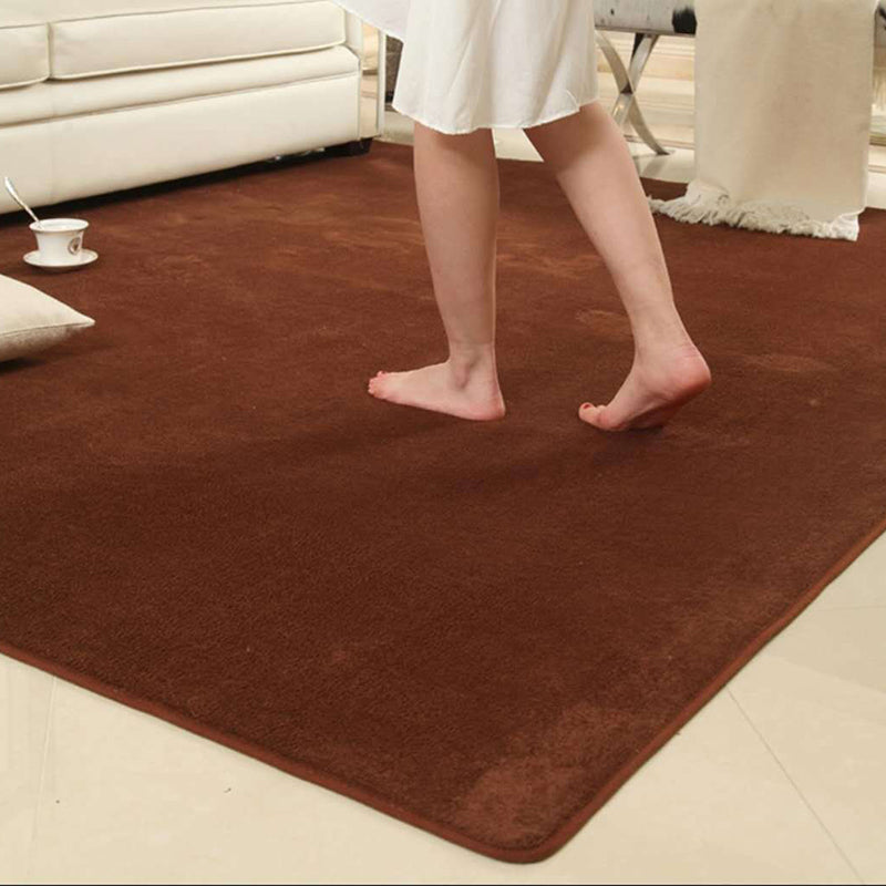 Casual Red Rug Polyester Pure Color Rug Tear Resistant Rug for Living Room