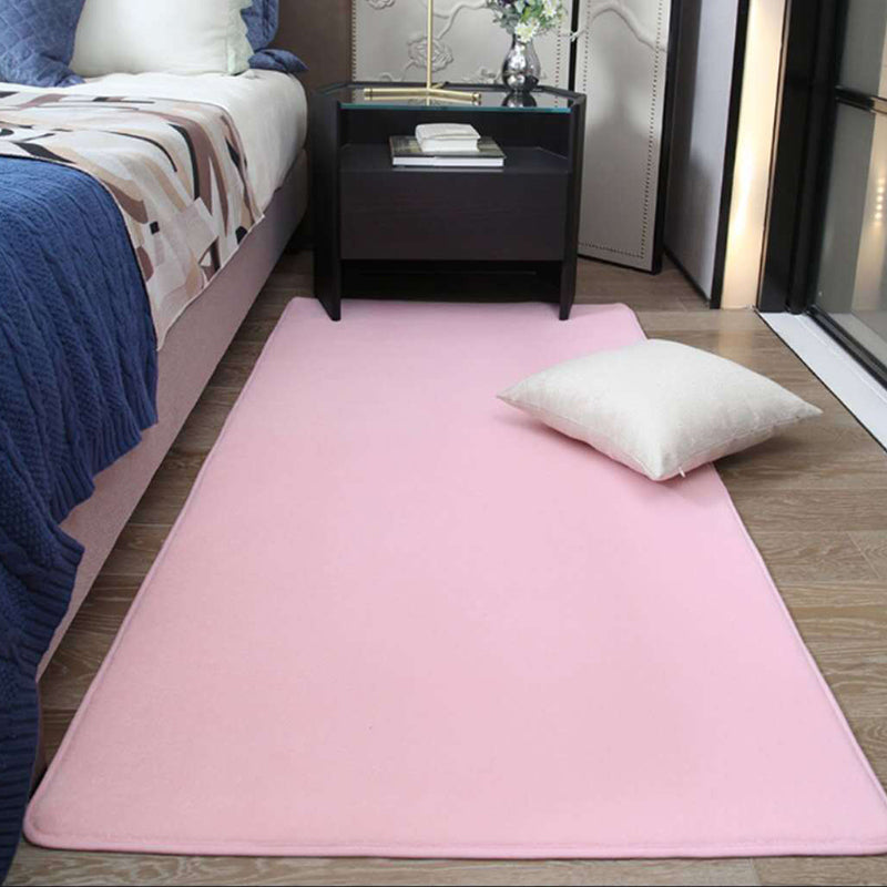 Casual Red Rug Polyester Pure Color Rug Tear Resistant Rug for Living Room