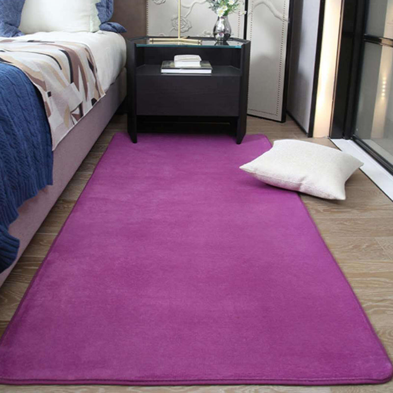 Casual Red Rug Polyester Pure Color Rug Tear Resistant Rug for Living Room
