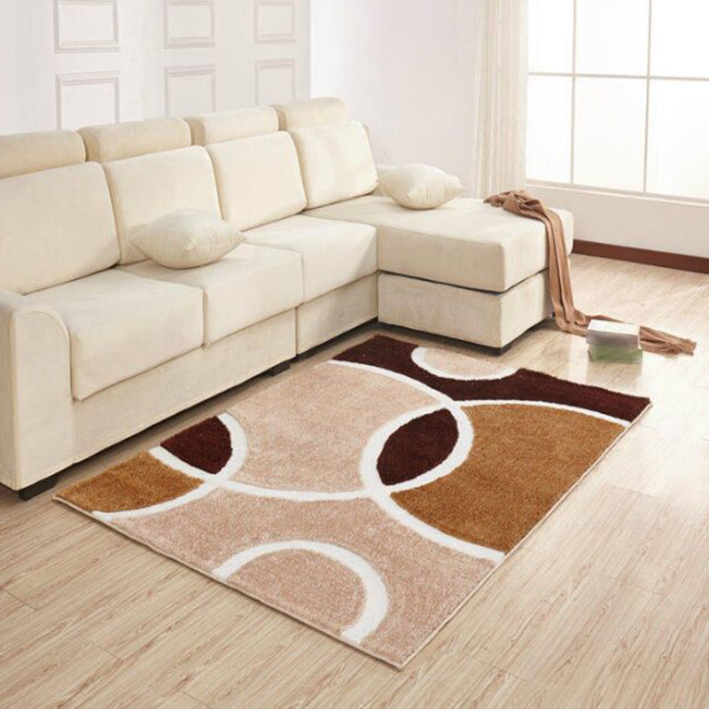 Dark Gray Simple Rug Polyester Pattern Rug Washable Rug for Living Room