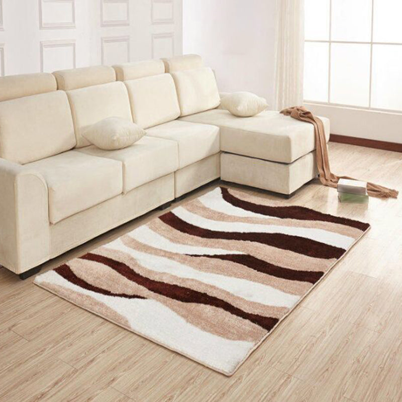 Dark Gray Simple Rug Polyester Pattern Rug Washable Rug for Living Room