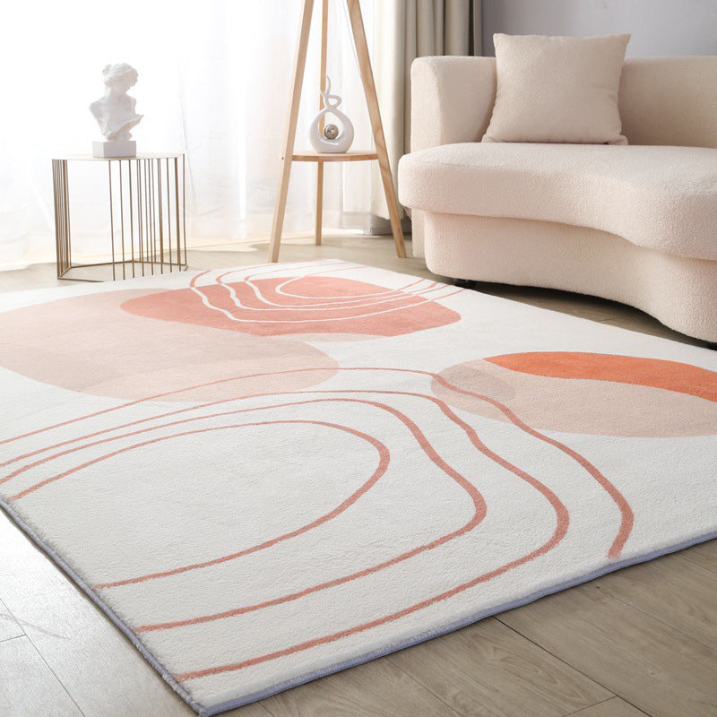 Nordic Color Lump Rug Polyester White Area Rug Stain Resistant Rug for Living Room