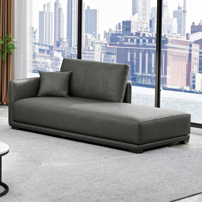 Nordic Living Room Chaise Rolled Arms Upholstered Chaise Lounge with Wooden Base