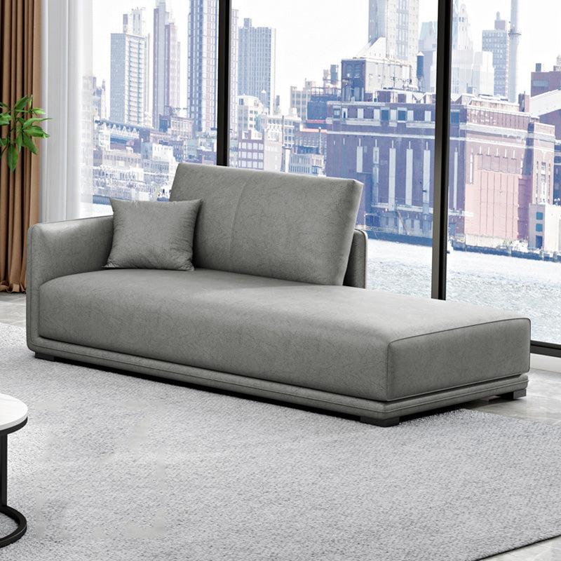 Nordic Living Room Chaise Rolled Arms Upholstered Chaise Lounge with Wooden Base