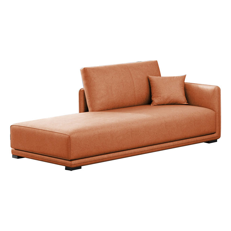 Nordic Living Room Chaise Rolled Arms Upholstered Chaise Lounge with Wooden Base