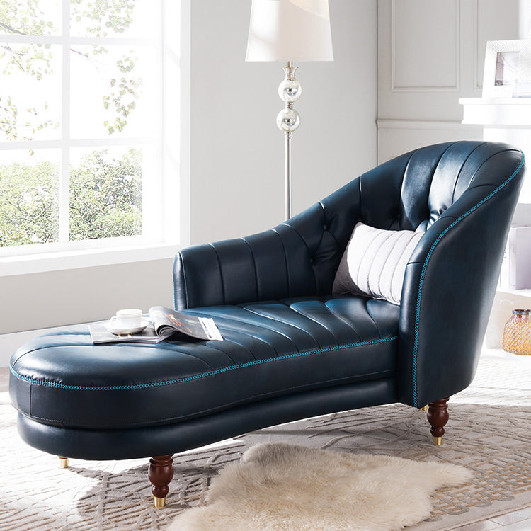Living Room Chaise Square Arms Modern Leather Upholstered Chaise Lounge