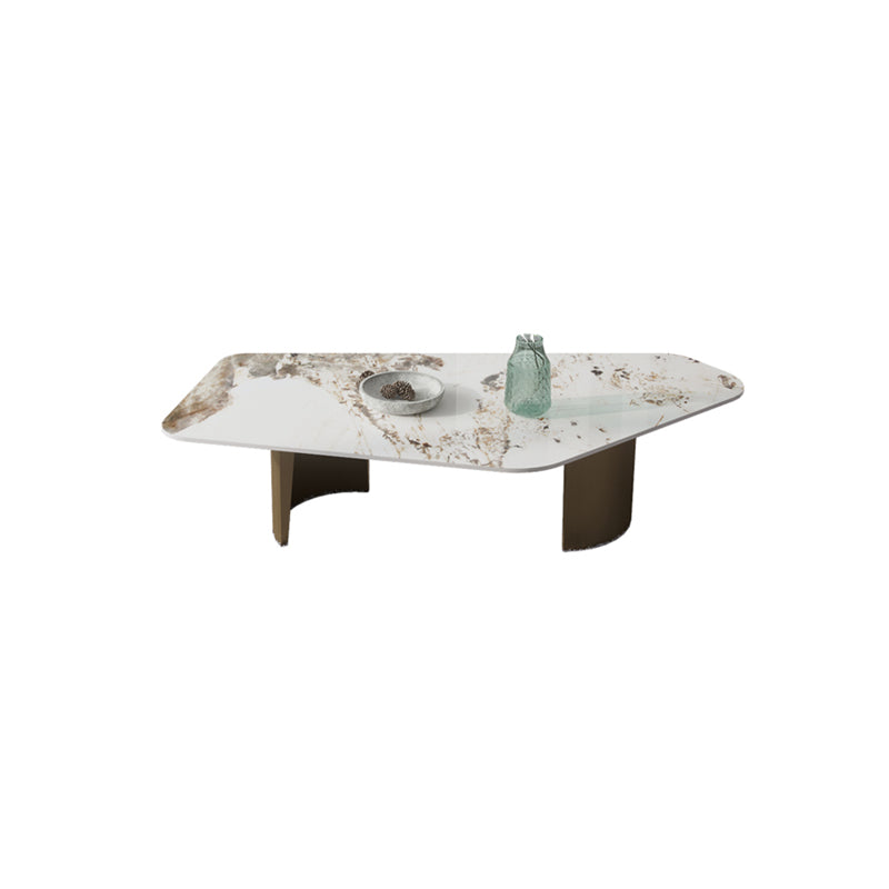 Irregular Slate Top Coffee Table with 2 Legs Modern 2-Piece Cocktail Table Set