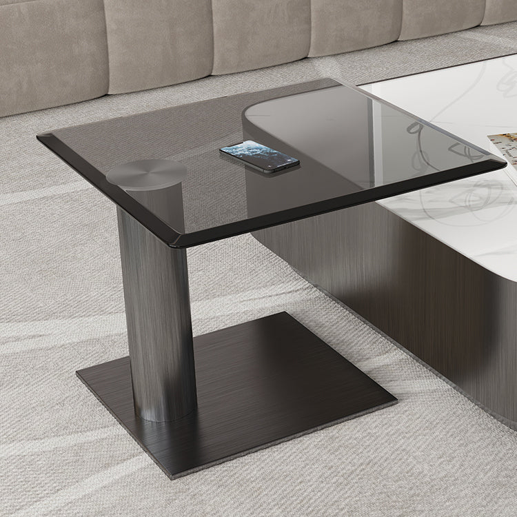 Square Slate Coffee Table Set Contemporary 2 Drawers Cocktail Table