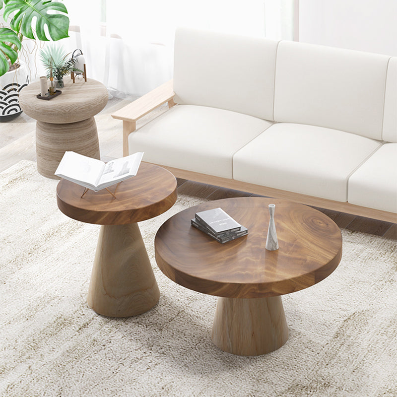 Contemporary Coffee Table Brown Pedestal Coffee Cocktail Table