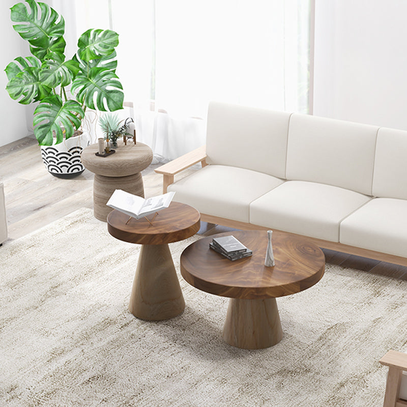 Contemporary Coffee Table Brown Pedestal Coffee Cocktail Table