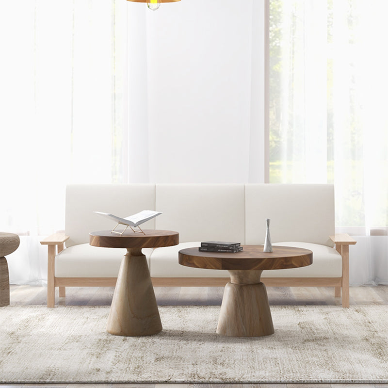 Contemporary Coffee Table Brown Pedestal Coffee Cocktail Table