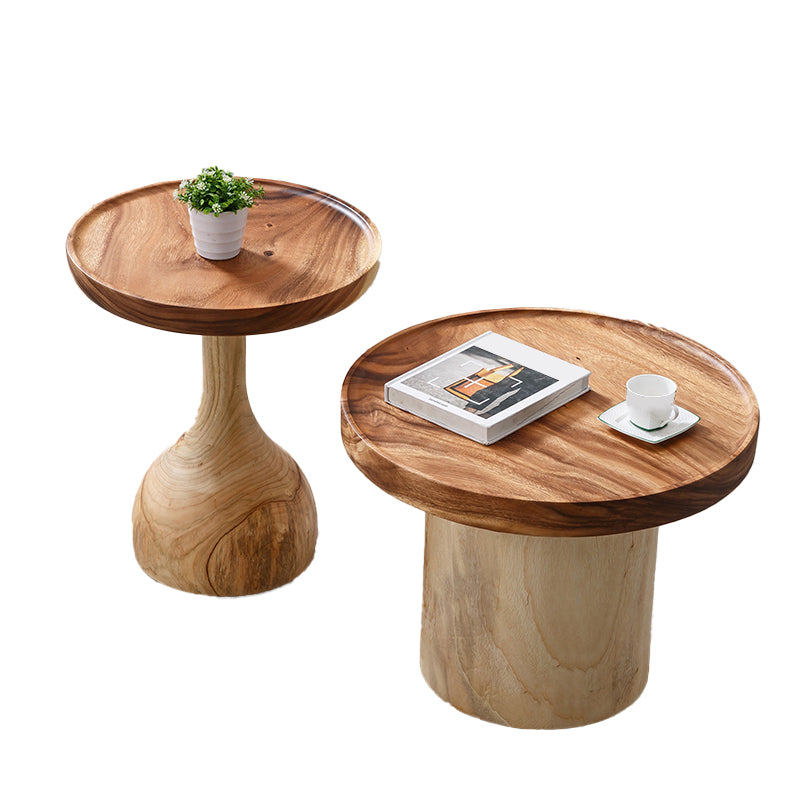 Pedestal Coffee Table Solid Wood Tray Top Coffee Cocktail Table