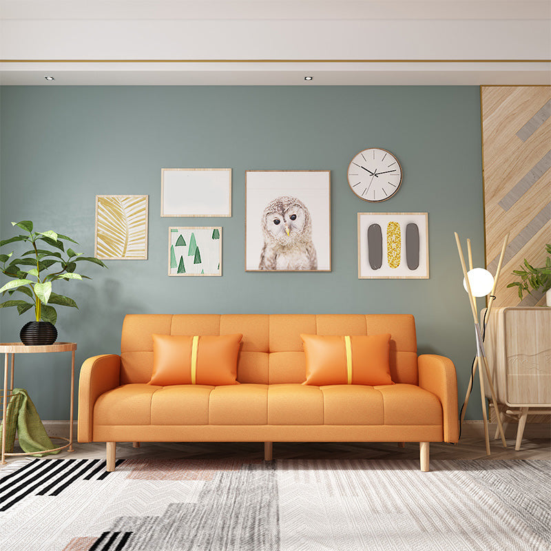 Modern Faux Leather Loose Back Seating Hair Pin Legs Sofa for Apartment