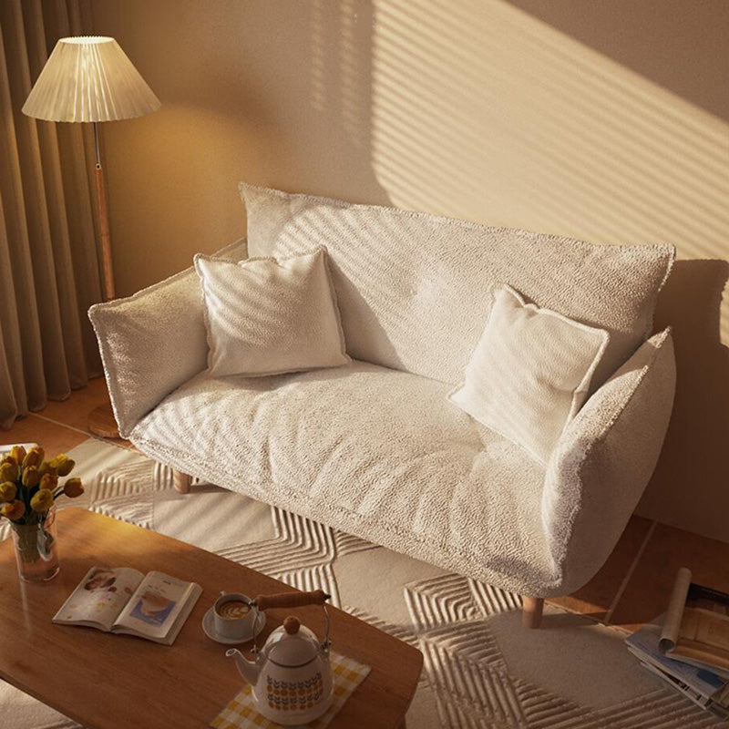 Modern Fabric Sofa Recessed Arm Seating with Pillows for Apartment