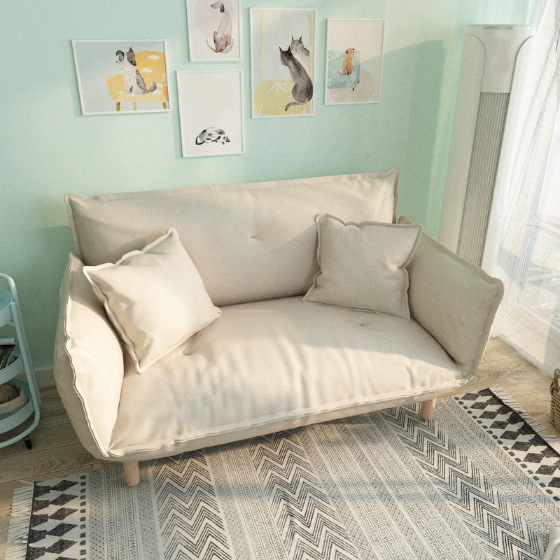 Modern Fabric Sofa Recessed Arm Seating with Pillows for Apartment