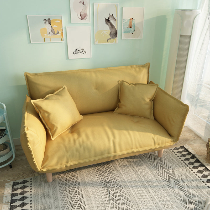 Modern Fabric Sofa Recessed Arm Seating with Pillows for Apartment