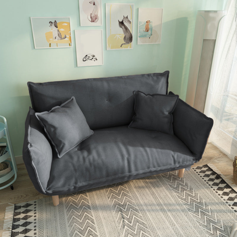 Modern Fabric Sofa Recessed Arm Seating with Pillows for Apartment