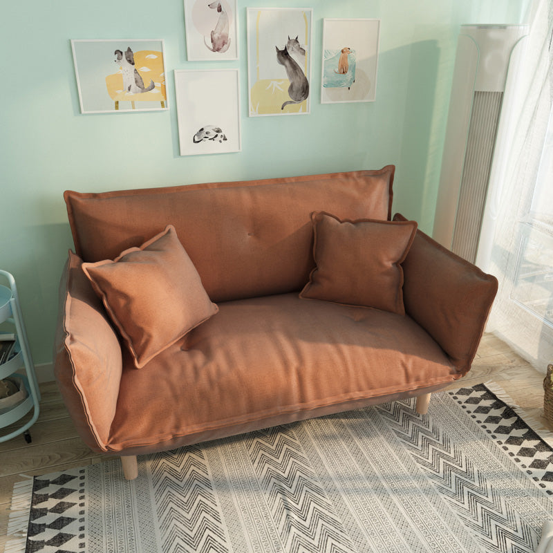 Modern Fabric Sofa Recessed Arm Seating with Pillows for Apartment