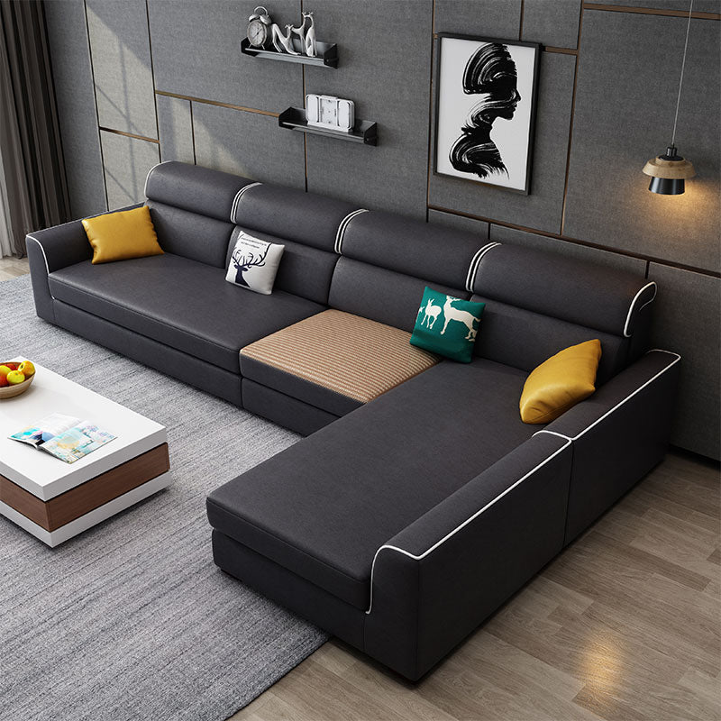 37.40"H Contemporary Sectional Sofa Faux Leather Chaise Sectional