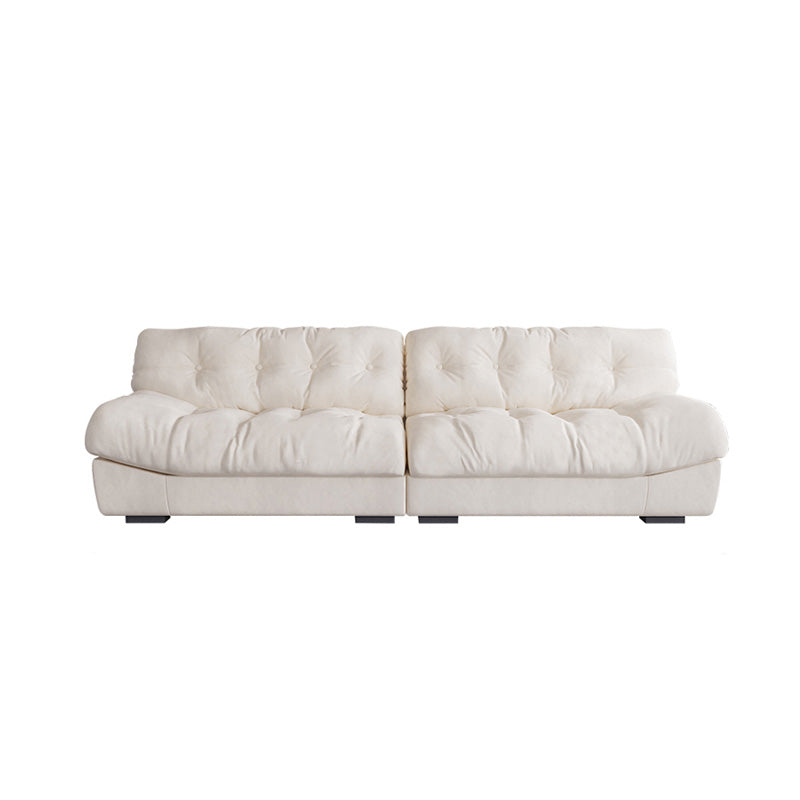 Contemporary White Sofa Faux Leather Armless Sofa with Loose Back