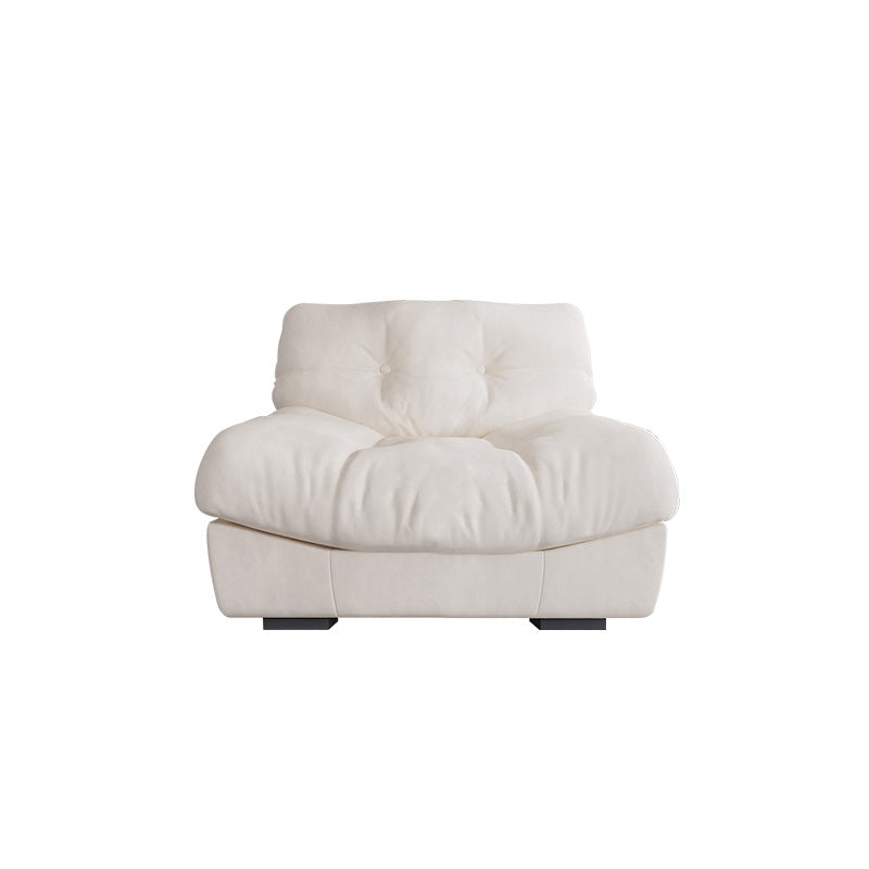 Contemporary White Sofa Faux Leather Armless Sofa with Loose Back