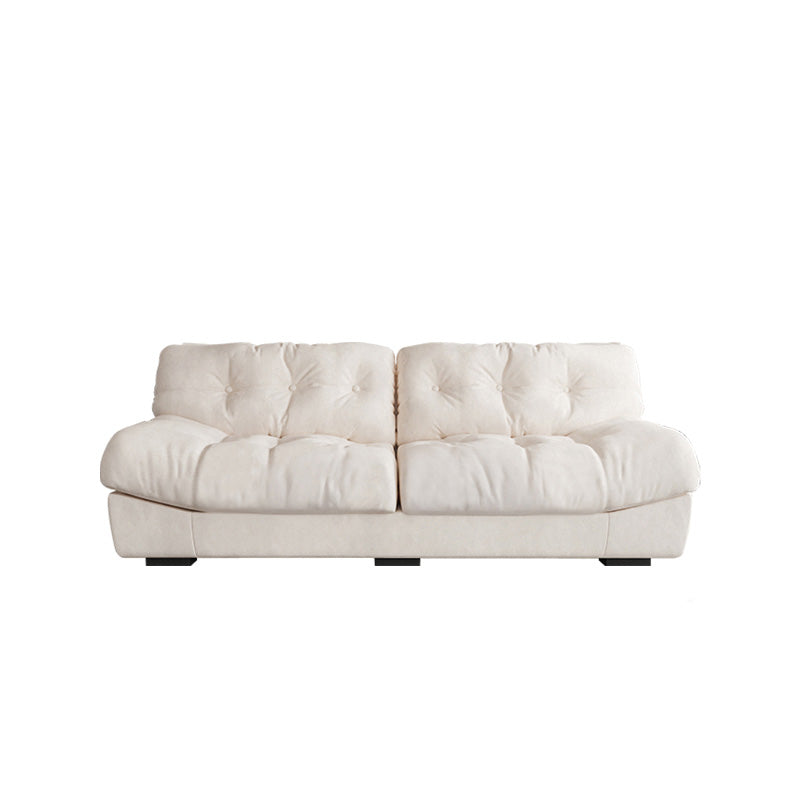 Contemporary White Sofa Faux Leather Armless Sofa with Loose Back