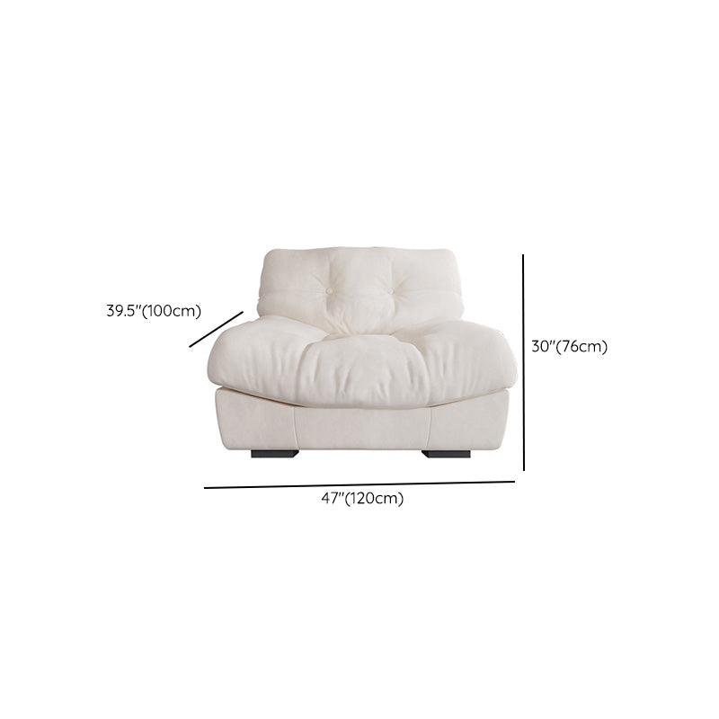 Contemporary White Sofa Faux Leather Armless Sofa with Loose Back