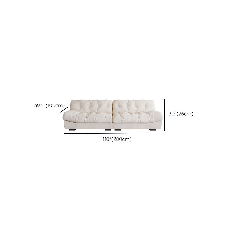 Contemporary White Sofa Faux Leather Armless Sofa with Loose Back