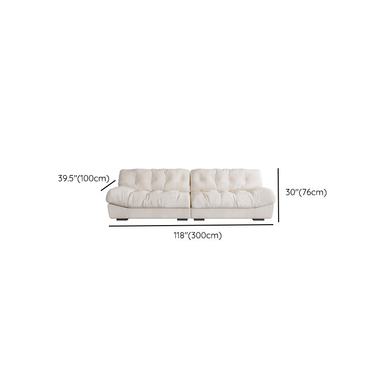 Contemporary White Sofa Faux Leather Armless Sofa with Loose Back