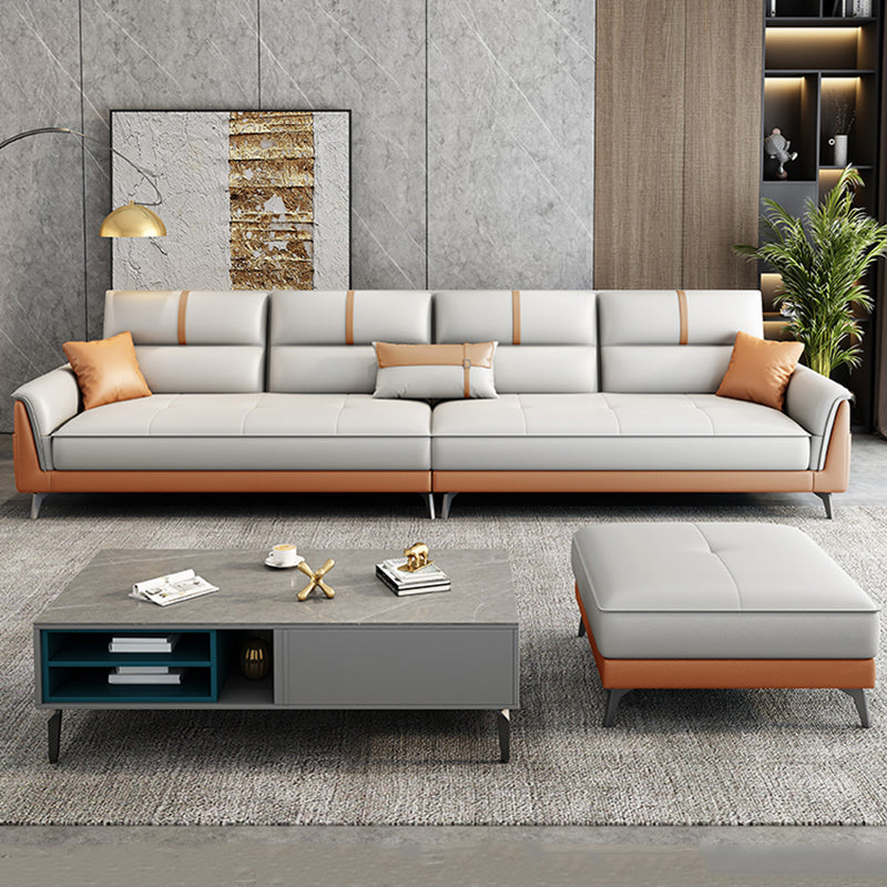 35.43" Wide Contemporary Sofa Faux Leather with Pillow Top Arm Cushions Sofa