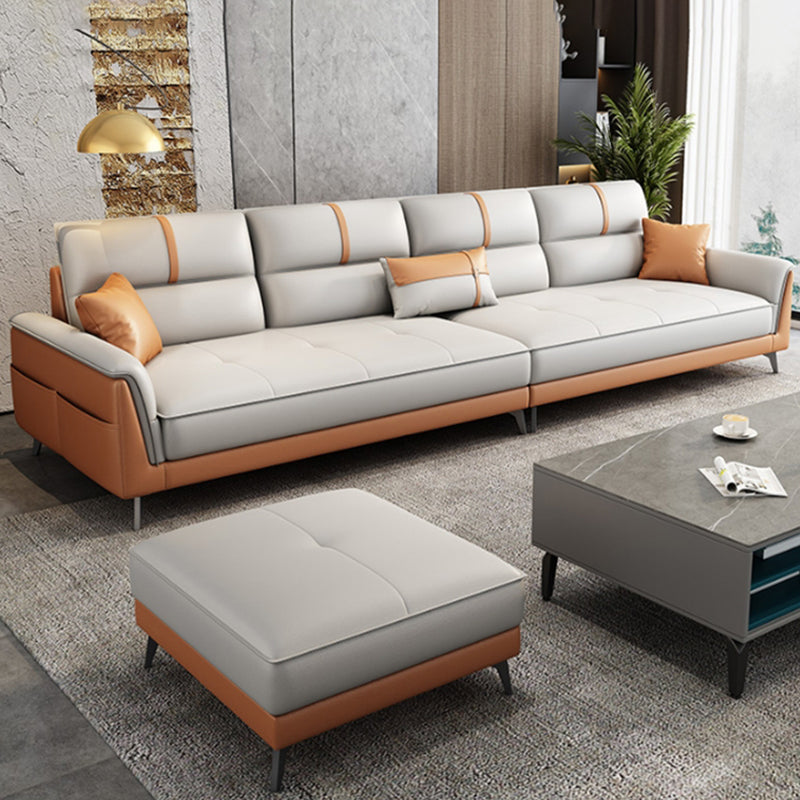 35.43" Wide Contemporary Sofa Faux Leather with Pillow Top Arm Cushions Sofa