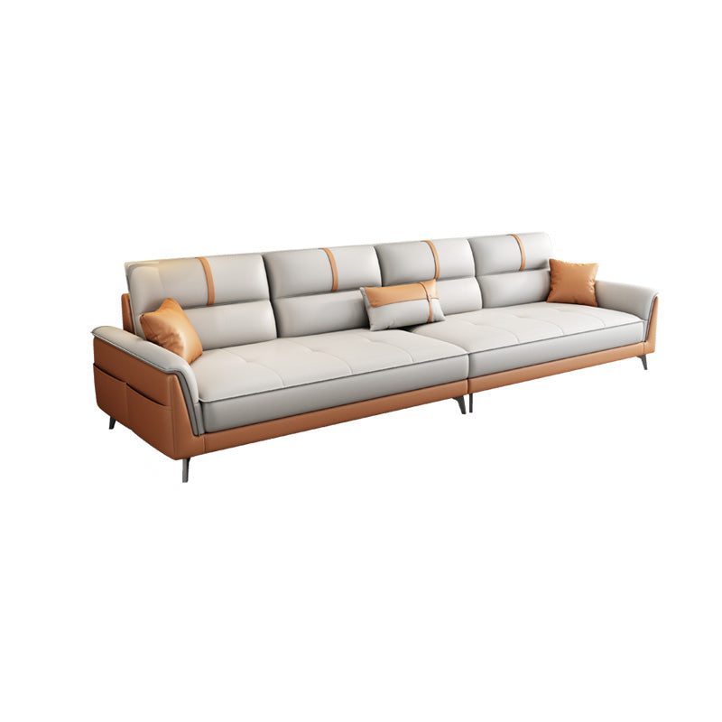 35.43" Wide Contemporary Sofa Faux Leather with Pillow Top Arm Cushions Sofa