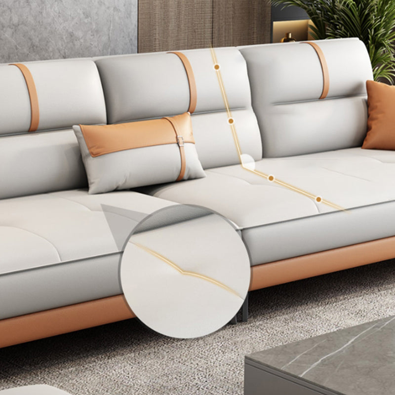 35.43" Wide Contemporary Sofa Faux Leather with Pillow Top Arm Cushions Sofa