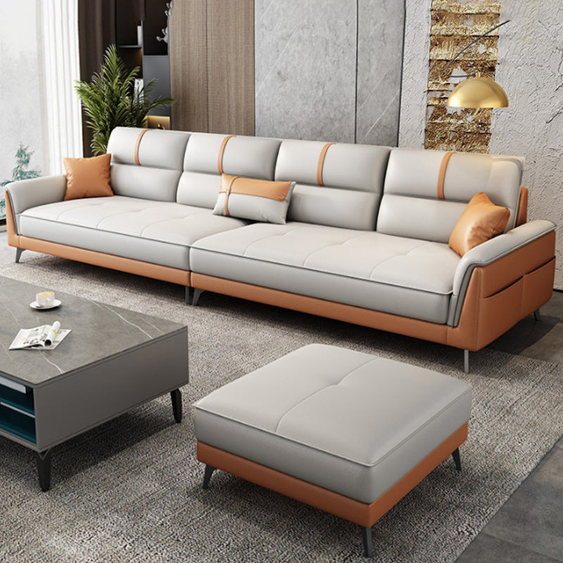 35.43" Wide Contemporary Sofa Faux Leather with Pillow Top Arm Cushions Sofa