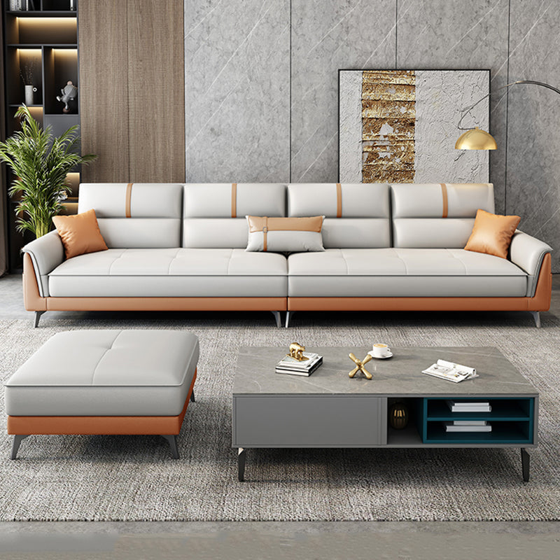 35.43" Wide Contemporary Sofa Faux Leather with Pillow Top Arm Cushions Sofa