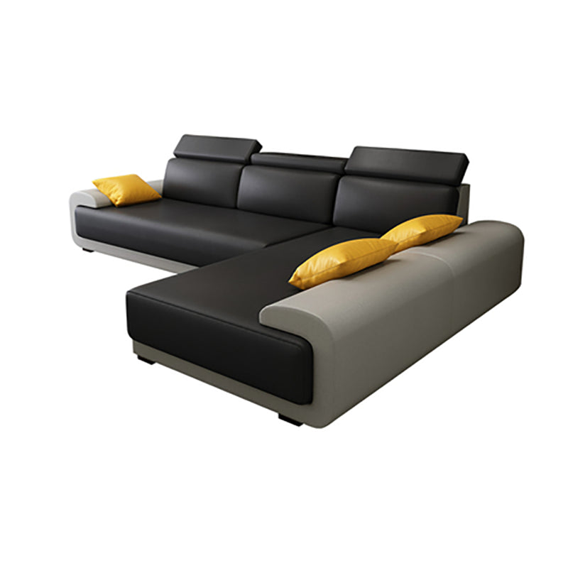 Contemporary Faux Leather Sectional Sofa Pillow Top Arm Cushions Seating for Living Room