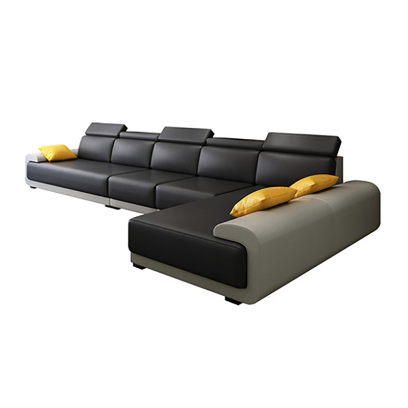 Contemporary Faux Leather Sectional Sofa Pillow Top Arm Cushions Seating for Living Room