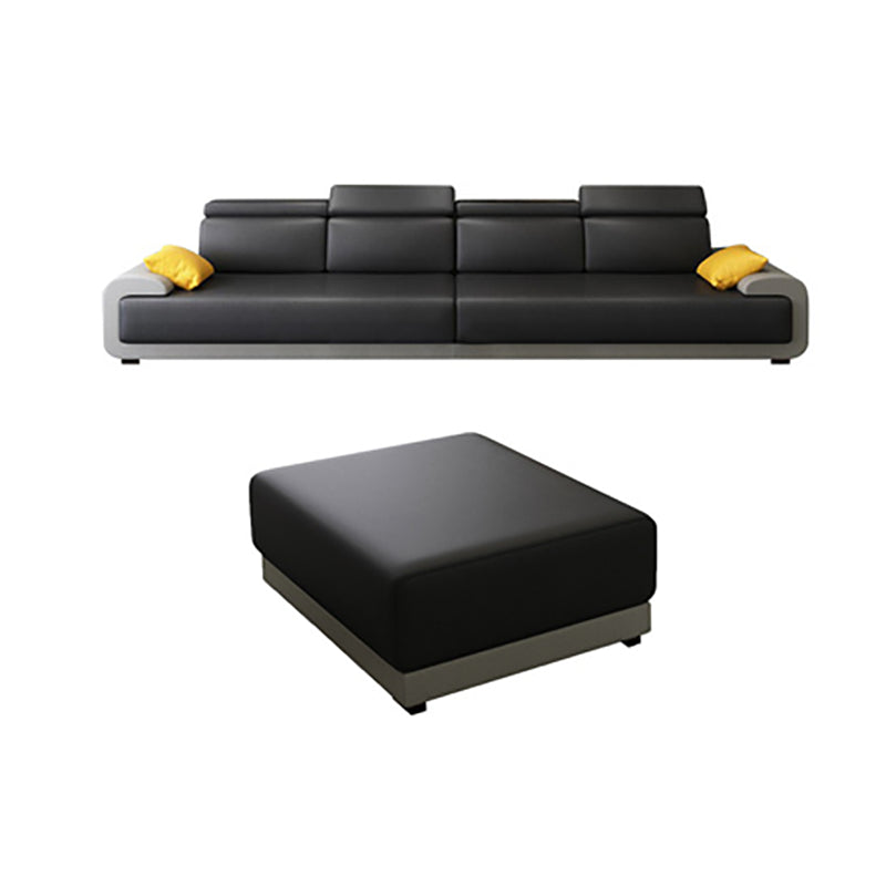 Contemporary Faux Leather Sectional Sofa Pillow Top Arm Cushions Seating for Living Room