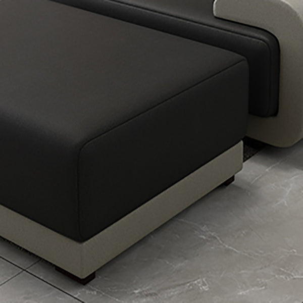 Contemporary Faux Leather Sectional Sofa Pillow Top Arm Cushions Seating for Living Room