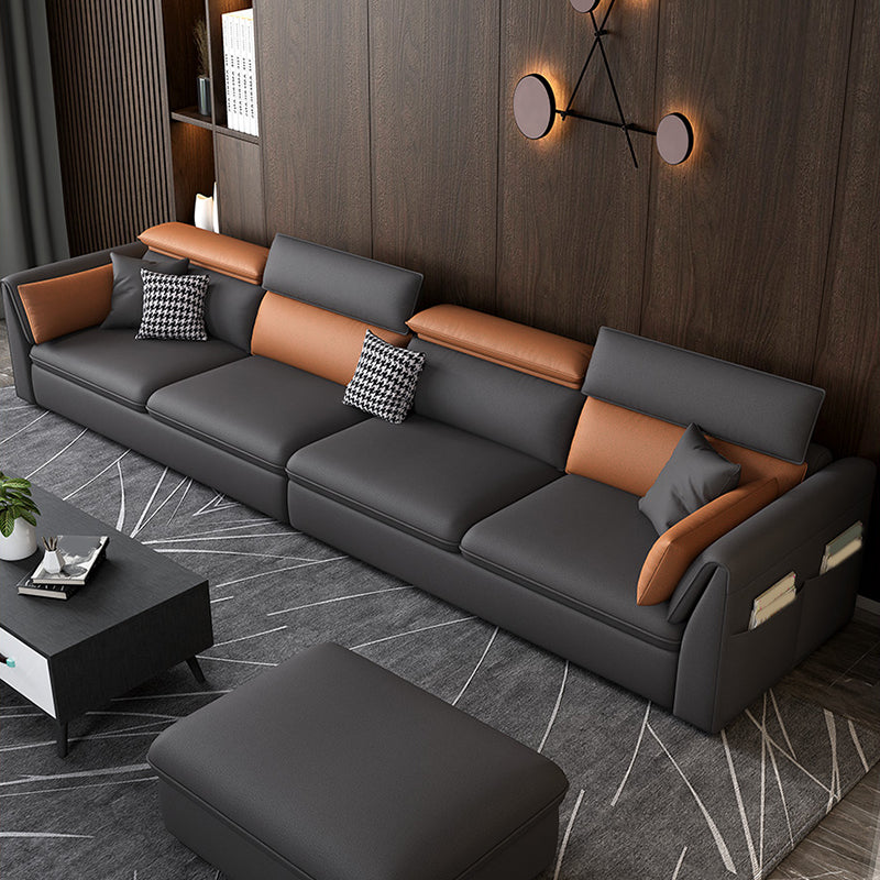 Faux Leather Sectional Sofa with Storage Stain-ResistanSofa with Cushion Back