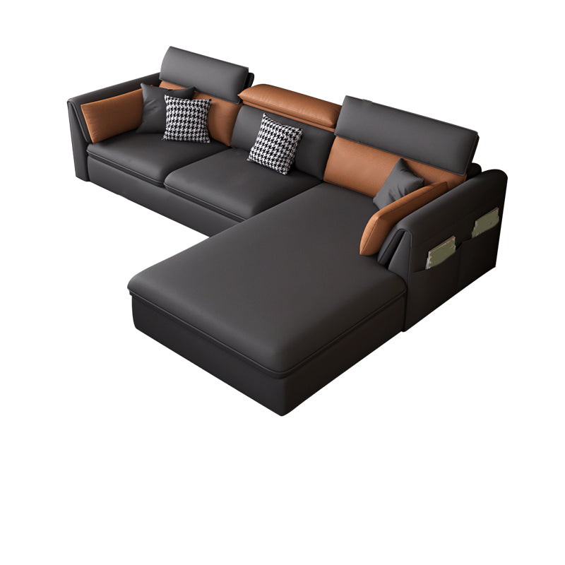 Faux Leather Sectional Sofa with Storage Stain-ResistanSofa with Cushion Back