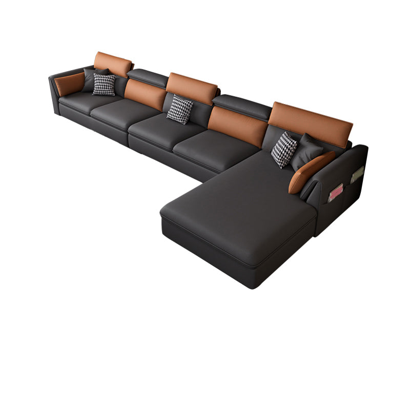 Faux Leather Sectional Sofa with Storage Stain-ResistanSofa with Cushion Back