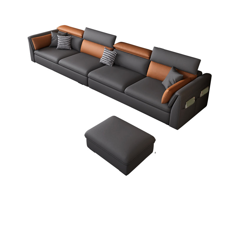 Faux Leather Sectional Sofa with Storage Stain-ResistanSofa with Cushion Back