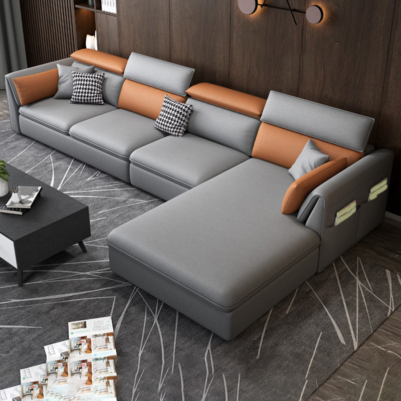 Faux Leather Sectional Sofa with Storage Stain-ResistanSofa with Cushion Back