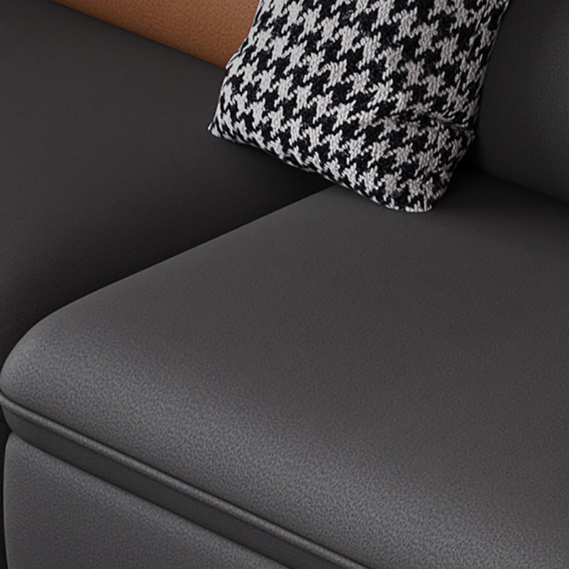 Faux Leather Sectional Sofa with Storage Stain-ResistanSofa with Cushion Back