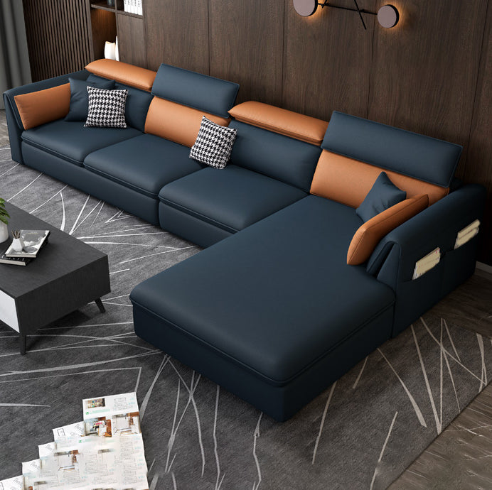 Faux Leather Sectional Sofa with Storage Stain-ResistanSofa with Cushion Back