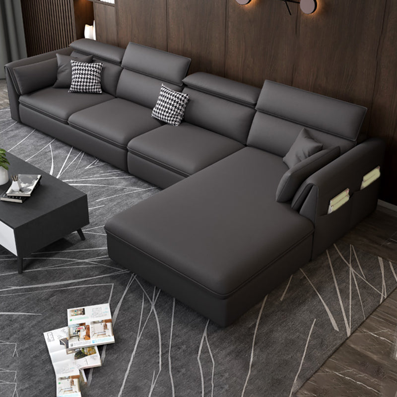 Faux Leather Sectional Sofa with Storage Stain-ResistanSofa with Cushion Back