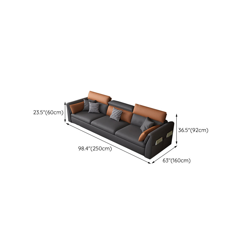 Faux Leather Sectional Sofa with Storage Stain-ResistanSofa with Cushion Back