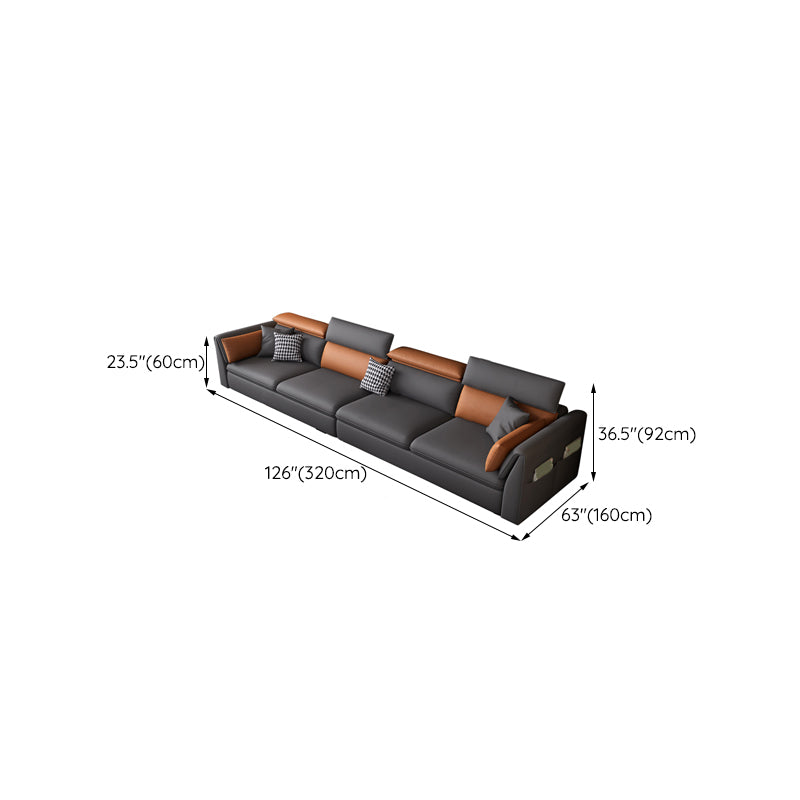 Faux Leather Sectional Sofa with Storage Stain-ResistanSofa with Cushion Back